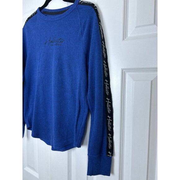 Hollister Blue Thermal Long Sleeve Shirt Logo Tape Raglan Style Size S - Picture 11 of 12